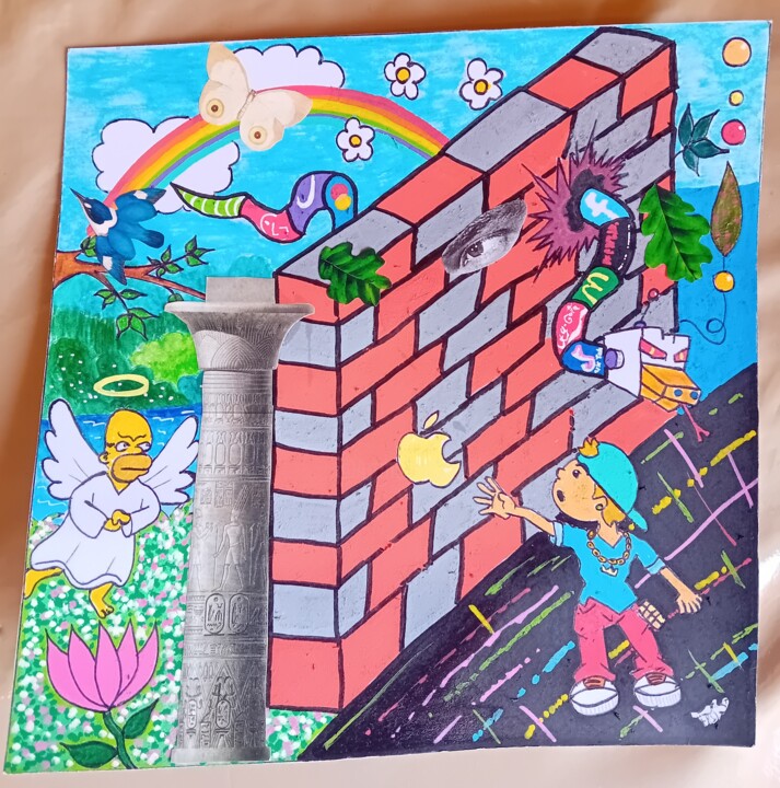 Zeichnungen mit dem Titel "Futur ?!" von Toro Teodoro, Original-Kunstwerk, Marker
