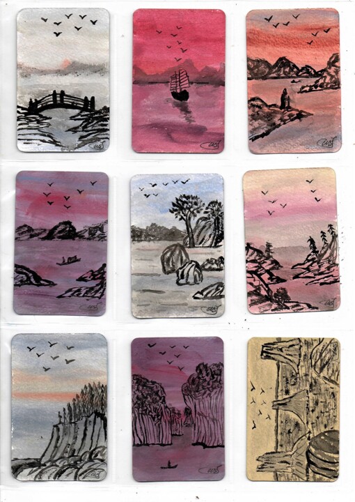 Carte peinture, painting card, 그림 가드, 127 à 135 绘画, 3.4x2.2 in