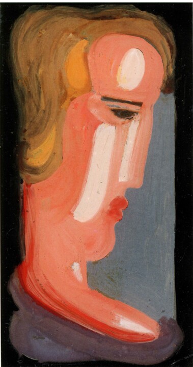 Painting titled "Tête inclinée" by Oskar Schlemmer, Original Artwork, Oil