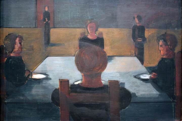 Painting titled "Dîner de fête" by Oskar Schlemmer, Original Artwork, Oil