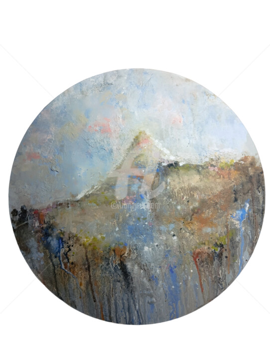 Dreamland peinture caséine sur toile de coton art abstrait 绘画, 19.7x19.7 in
