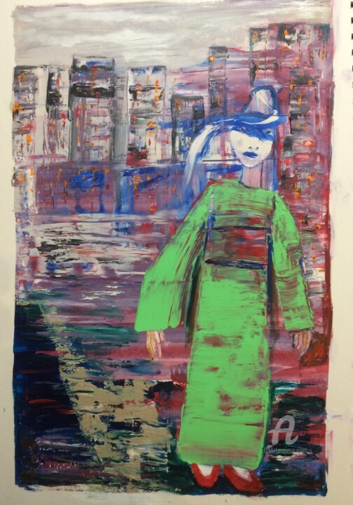 Tokyo lights 绘画, 18x14 in