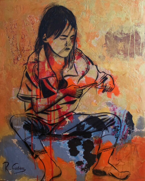 Peinture intitulée "ASIA - Jeu de la rue" par Robert Cadiere, Œuvre d'art originale, Acrylique Monté sur Châssis en bois