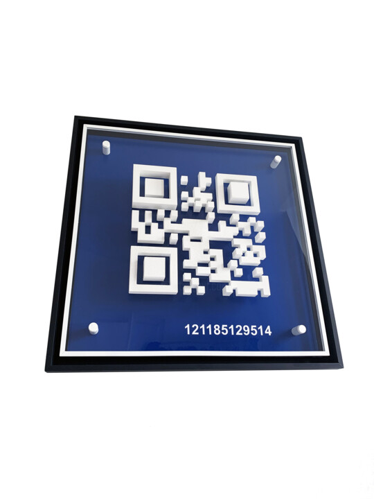 제목이 "QR CODE - FONTE DES…"인 조형물 Aurelien Guiho로, 원작, 3D 모델링 금속에 장착됨