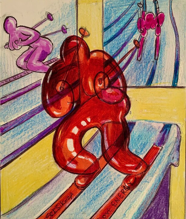Skiing 绘画, 59.1x47.2 in