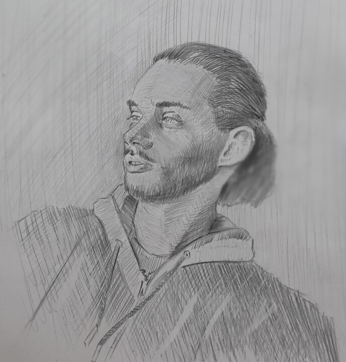 "Портрет молодого человека" 绘画, 17.7x17.7 in