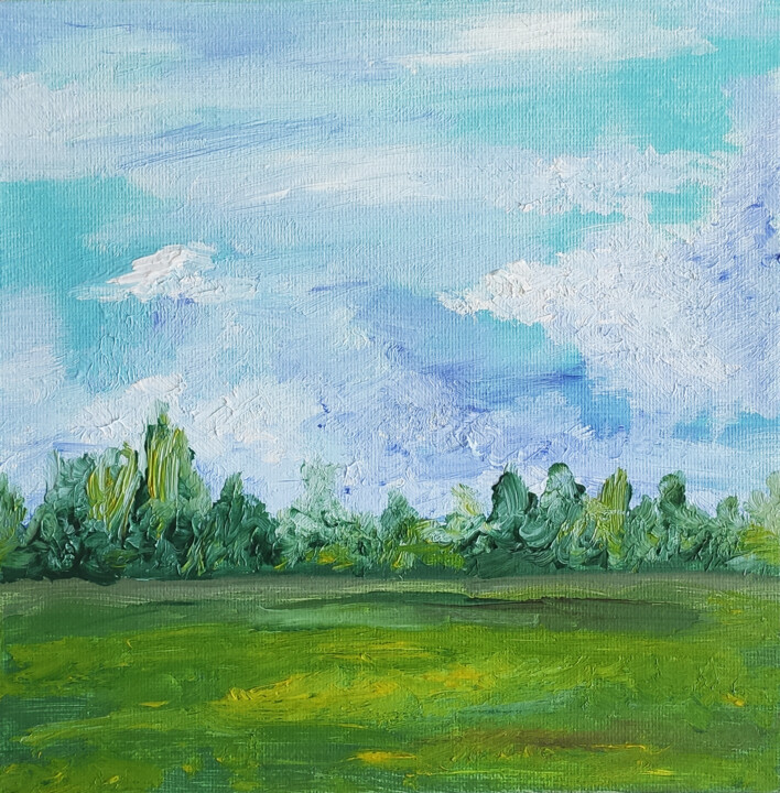 Summer landscape 绘画, 7.9x7.9 in