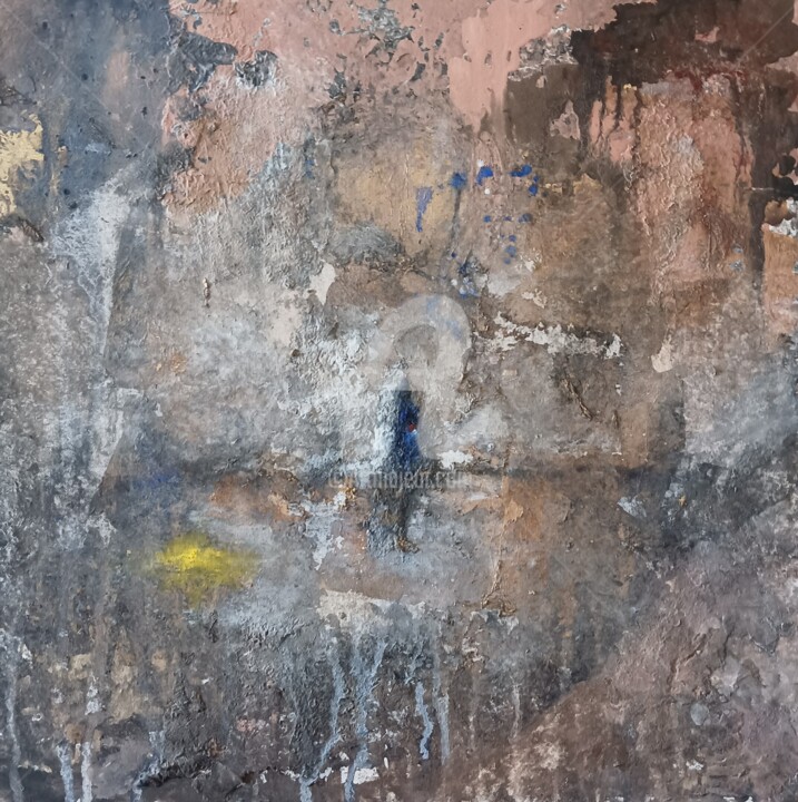Clair de lune peinture unique caséine pigments art abstrait 绘画, 23.6x23.6 in