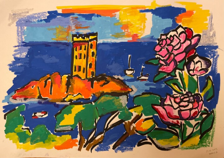 L’île d’or 绘画, 16.5x23.4 in