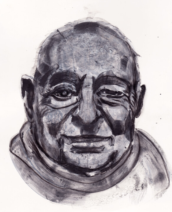 Painting titled "Portrait d'argent,…" by Agostina Campisi, Original Artwork, Ink