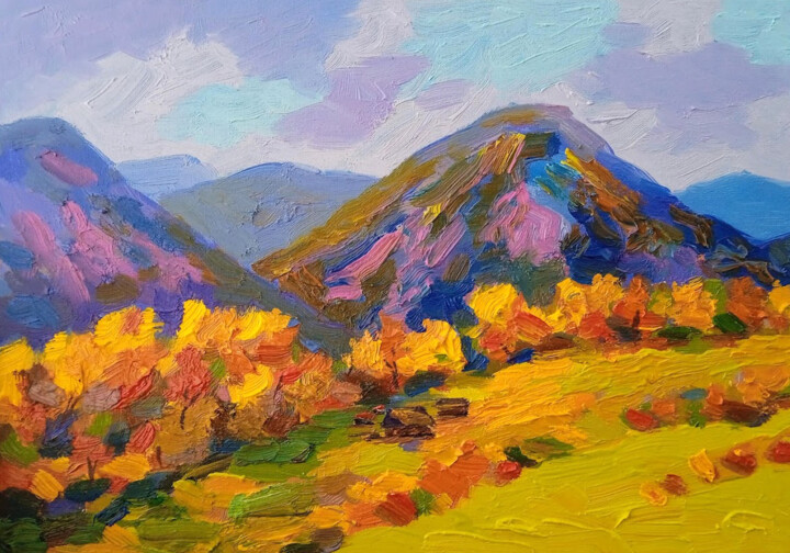 Painting titled "Autumn in the Carpa…" by Oleksandr Bohomazov, Original Artwork, Oil