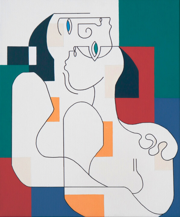 Malerei mit dem Titel "Homme Homme" von Hildegarde Handsaeme, Original-Kunstwerk, Acryl Auf Aluminium montiert