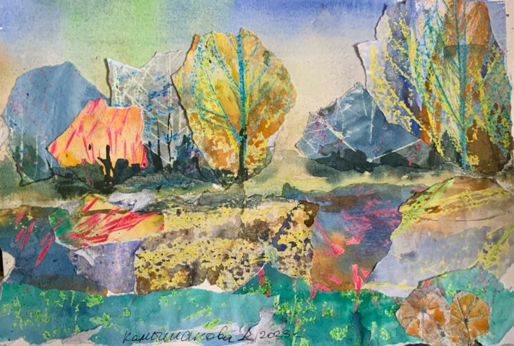 Autumn on the boulevard 绘画, 8.3x11.8 in