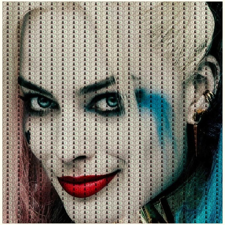 Harley Quinn on Joker Dollars 数字艺术, 31.5x31.5 in