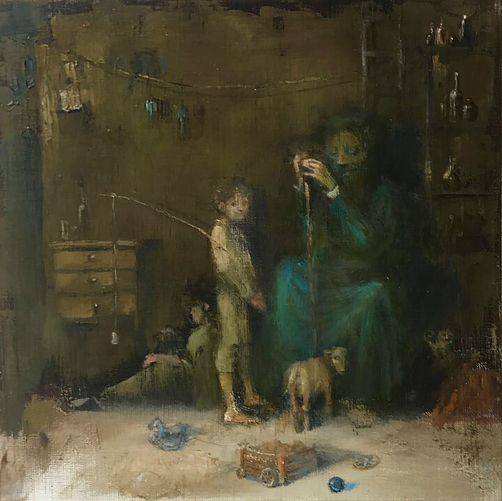 miracles in the attic 绘画, 15.8x15.8 in