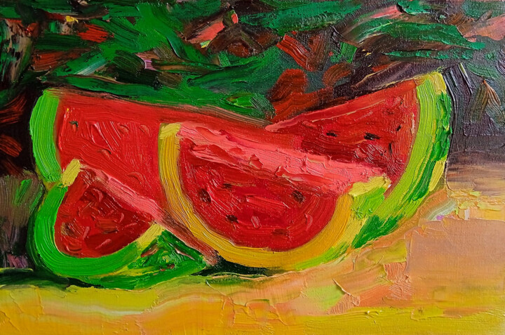 Painting titled "Kherson watermelons" by Oleksandr Bohomazov, Original Artwork, Oil