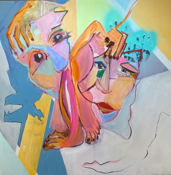 Jeux de mains jeux de vilains 绘画, 39.4x39.4 in