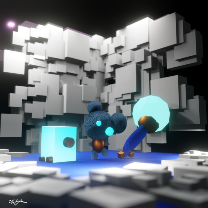Digital Arts titled "Quarky Plush Primor…" by C.R. Kunferman, Original Artwork, 3D Modeling