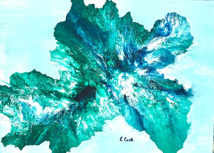 Painting titled "Emerald Splash" by Elisa Cook Benbassat Bassat, Original Artwork, Acrylic