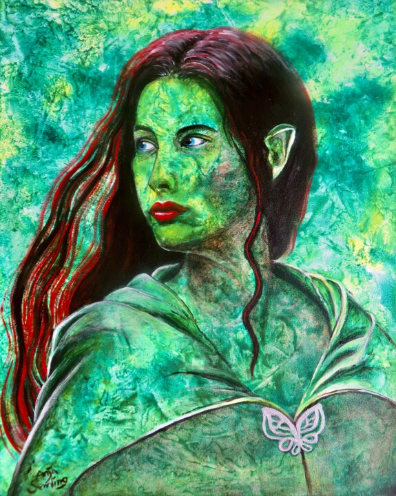 Malerei mit dem Titel "Arwen" von Anja Semling, Original-Kunstwerk, Acryl Auf Keilrahmen aus Holz montiert