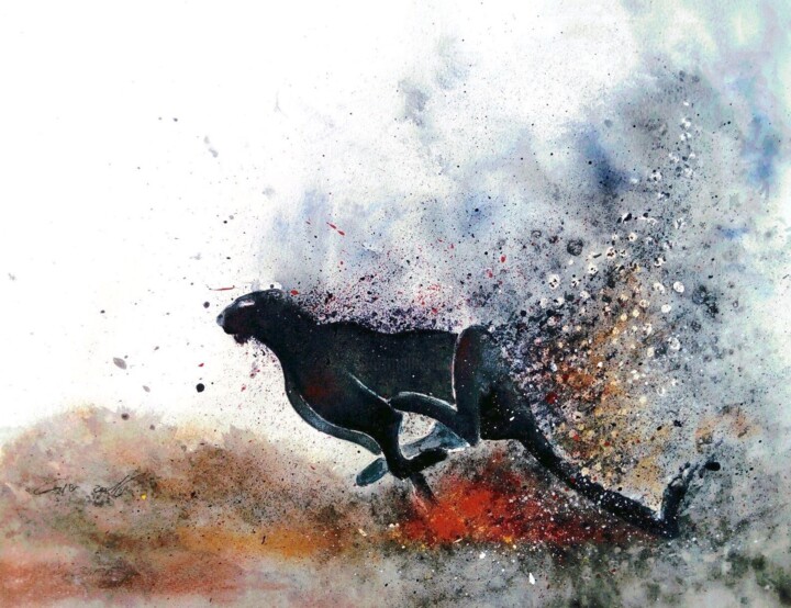 Panthera Pardus n°3 绘画, 14.2x18.9 in