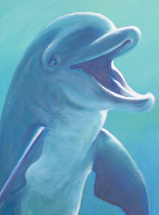 Peinture intitulée "Ein Delphin bei Lot…" par Corinne Courlet, Œuvre d'art originale, Acrylique