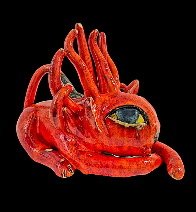 Fantasy Red Lion 雕塑, 7.9x11 in