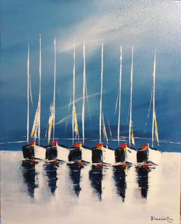 Painting titled "Regata" by Eleonora Cavaliere, Original Artwork, Acrylic Mounted on Wood Stretcher frame