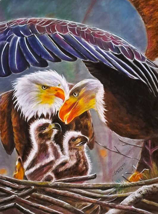 nid d'aigles 绘画, 15.8x11.8 in