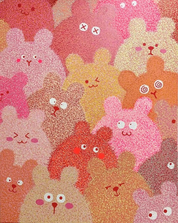 Pink 兔兔 绘画, 39.4x31.5 in