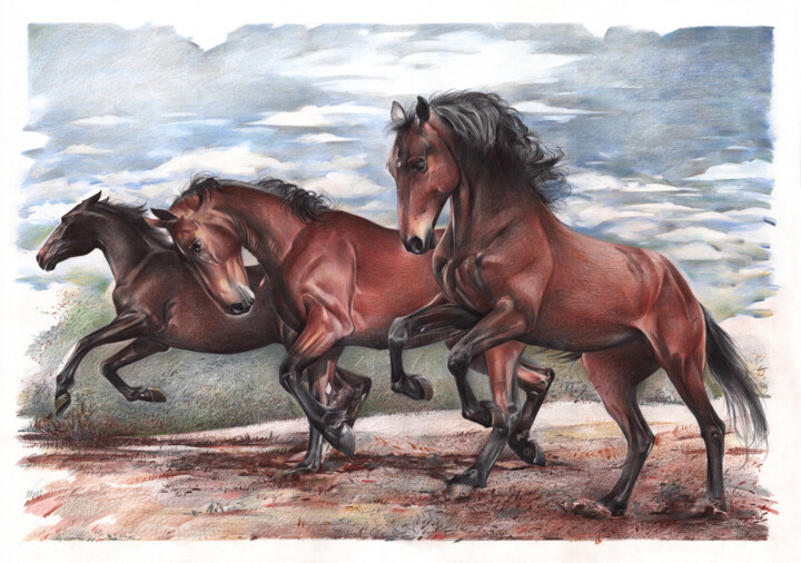 Running Horses 图画, 19.7x27.6 in