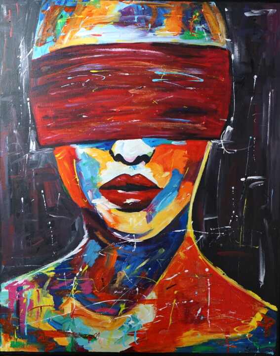 Don't Peek 绘画, 39.4x31.5 in