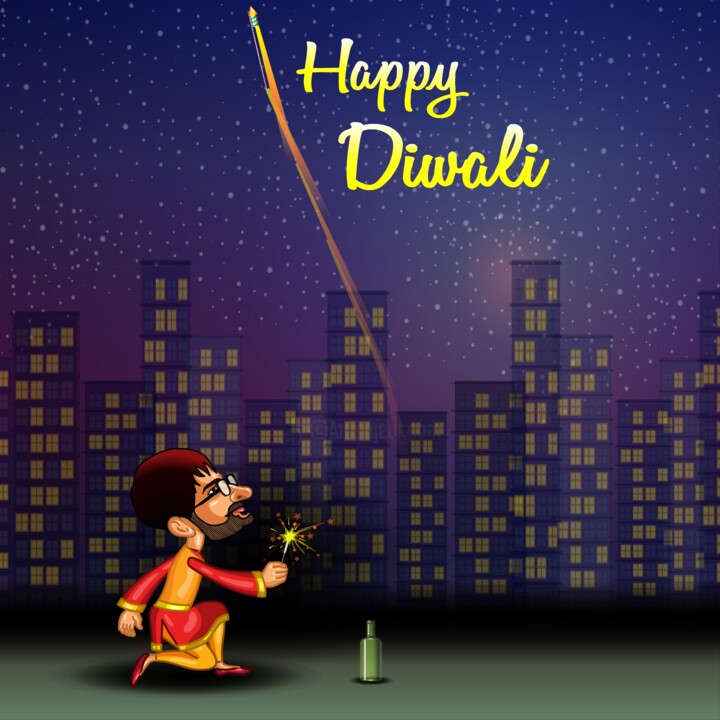 Happy Diwali - Colorful Sparkles 数字艺术