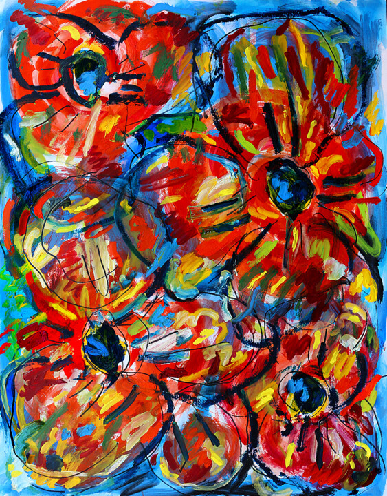 exFleurs et guerre 绘画, 25.6x19.7 in
