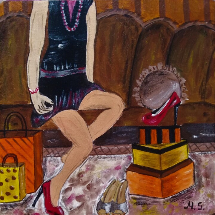 Woman original painting 绘画, 8.3x8.1 in