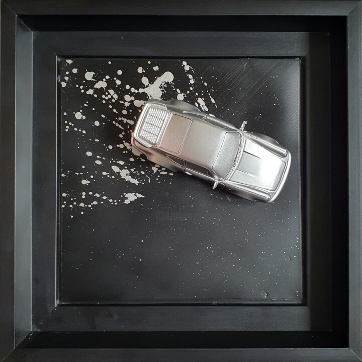 PyB Porsche 911 silver 2023 Peinture pop street art 雕塑, 9.8x9.8 in