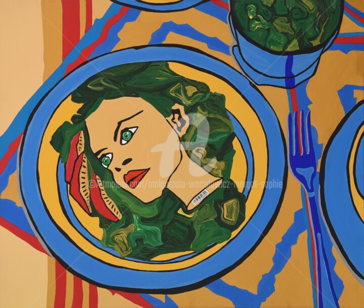 Hannibal Lecter's Business Lunch 绘画, 17.7x19.7 in