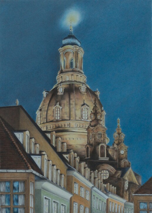 Malerei mit dem Titel "Lasst ein Licht ers…" von Ronald Firla, Original-Kunstwerk, Conté-Buntstifte