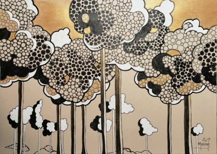 arbres nuages Disegno, 8,3x11,7 in