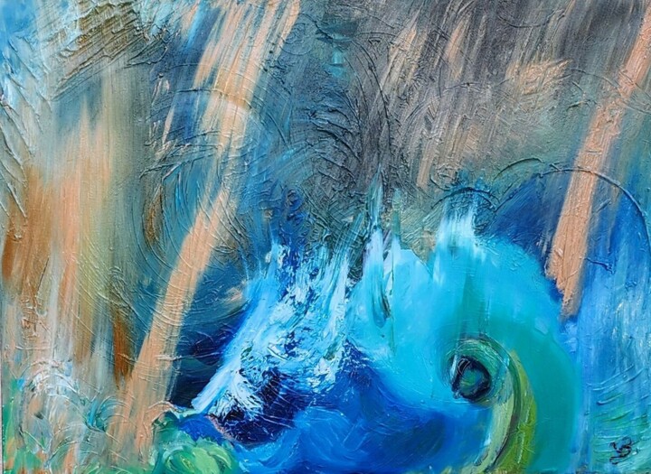 Peinture intitulée "Embruns" par Valérie Blum (Valery), Œuvre d'art originale, Huile Monté sur Châssis en bois