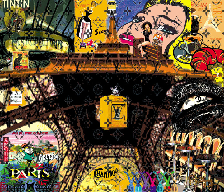 Arts numériques intitulée "tour Eiffel Paris c…" par Patrice Fligny, Œuvre d'art originale, Acrylique