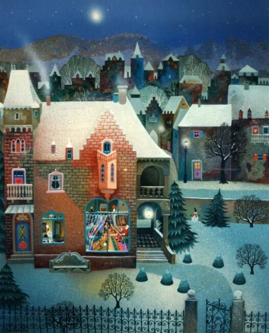 Peinture intitulée "SOIR D'HIVER" par Bernard Ambielle, Œuvre d'art originale, Huile