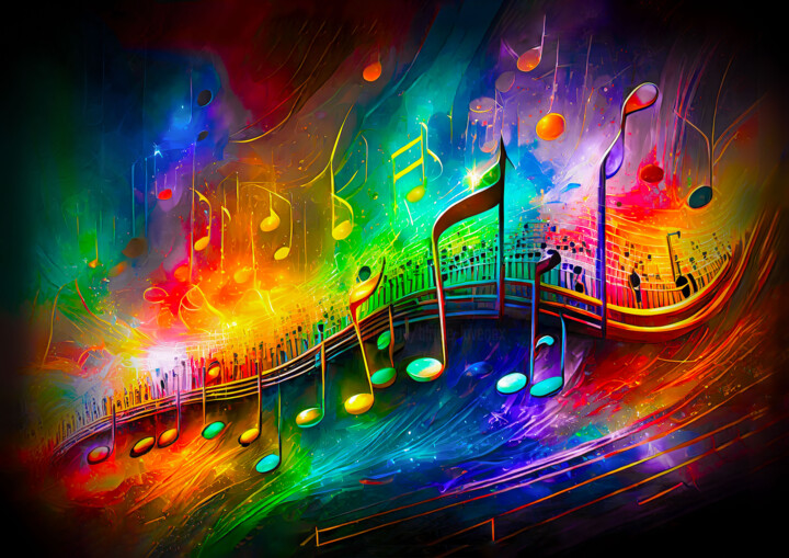 ONDULATION MAGIQUE DE PARTITIONS DE NOTES DE MUSIQUE 数字艺术