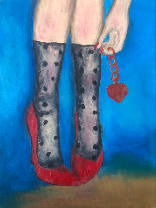 Red Shoes Pop Art Illustration 绘画, 7.9x5.9 in