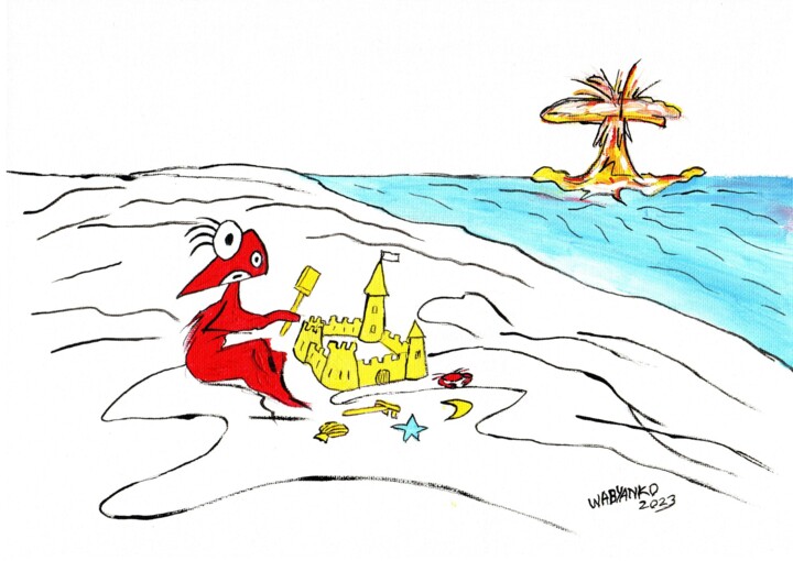 Peinture intitulée "Sand castle Atomic" par Wabyanko, Œuvre d'art originale, Acrylique
