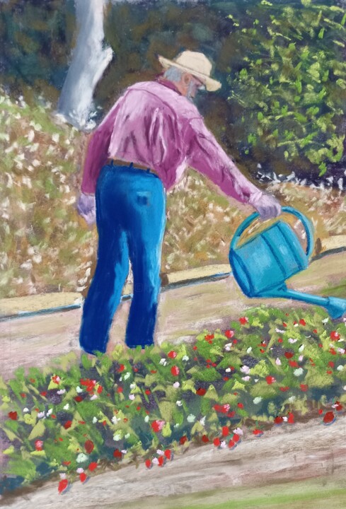 M.. au jardin 绘画, 15.8x11.8 in