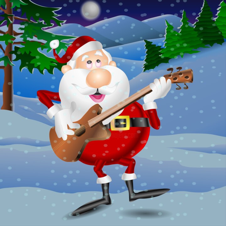 Merry Christmas - Santa Claus plays violin 数字艺术