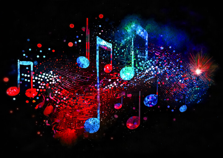 Digital Arts titled "GRAPHISMUSICONOTES" by Blaise Lavenex, Original Artwork, AI generated image