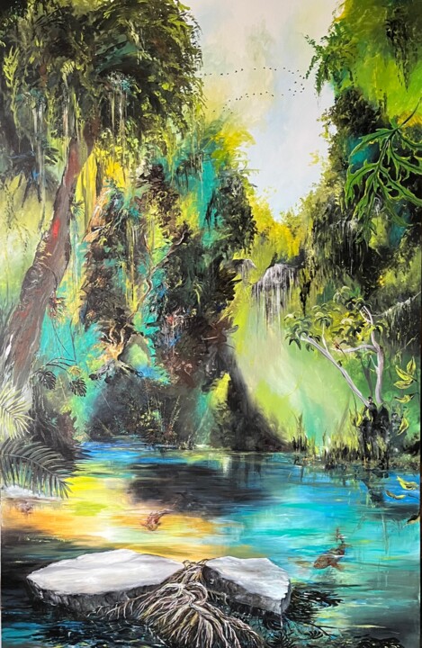Peinture intitulée "Respire" par Sandrine Chalot, Œuvre d'art originale, Huile