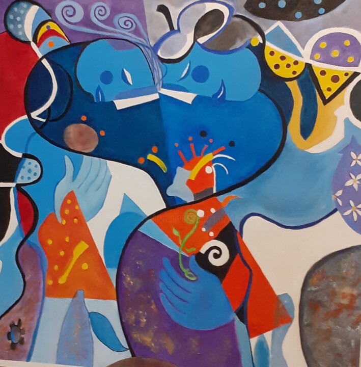 Peinture intitulée "PROJECTIONS" par Pierre Isaac Gozlan, Œuvre d'art originale, Huile Monté sur Châssis en bois